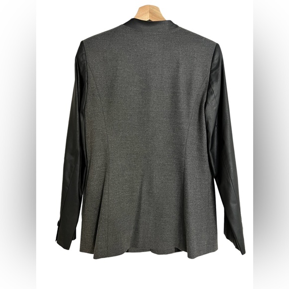 Dark Grey Blazer with Faux Leather Sleeves - Picture 2 of 2